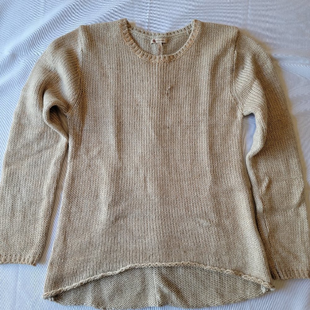 Cream and Gold Sweater with Gold Button Back, Size S